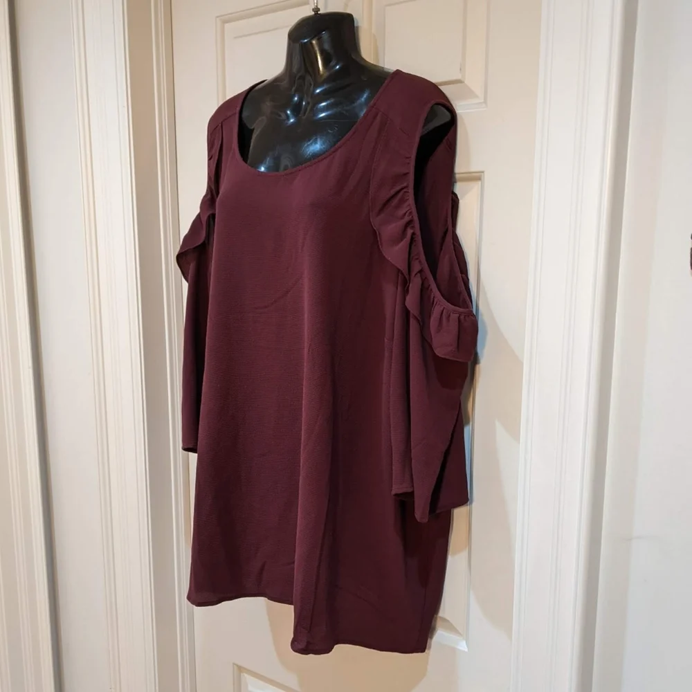 Torrid Ruffled Cold Shoulder Top - Picture 2 of 5